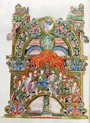 Ms 369 (Y-7) f.29v Pentecost, fra Winchester Pontifical, 10.-11. århundre